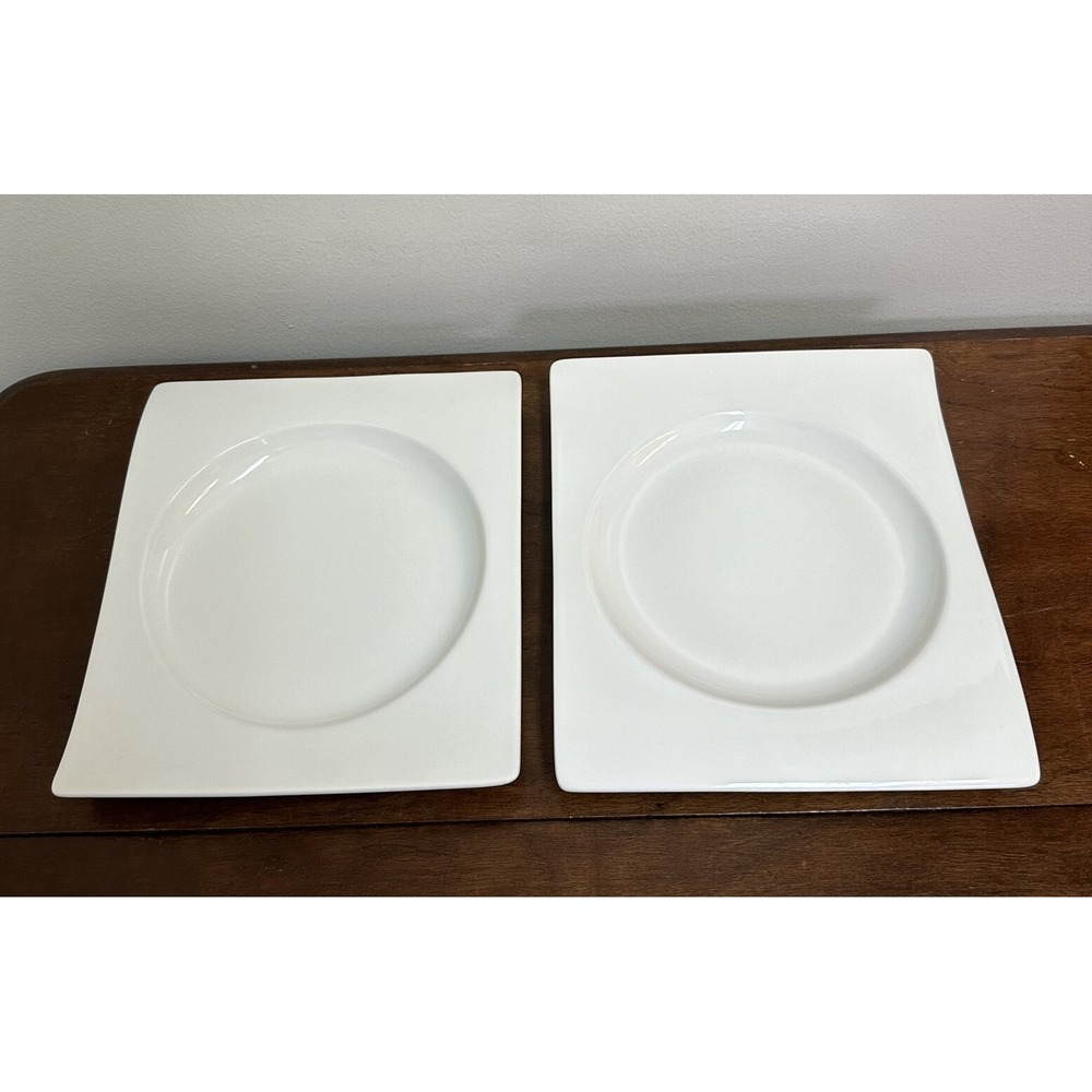 Villeroy & Boch New Wave 2 Salad Dessert Plates Classic Contemporary White NEW